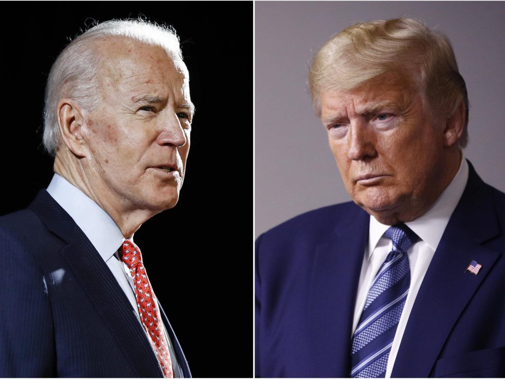 Præsidentvalg i USA: De to præsidentkandidater Joe Biden og Donald Trump.