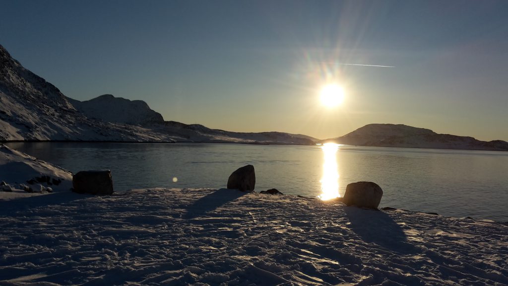 Flot grønlandsk solnedgang "ved verdens ende".